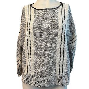 Vintage Cape Cod Match Mates Ladies Large Black White Boucle Lightweight Sweater